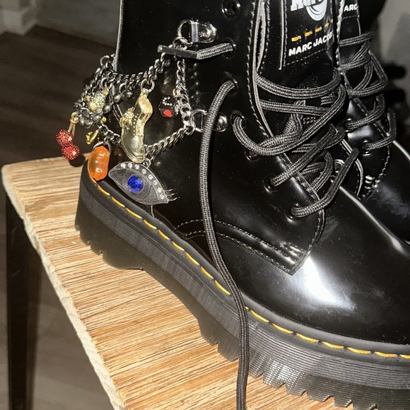 Dr. Martens x Marc Jacobs Glossy Black Combat Boots - Picture 2 of 5